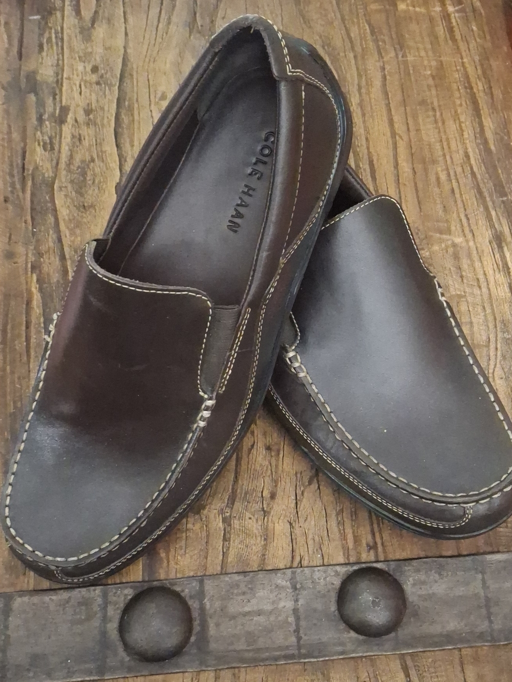 Cole Haan Dark Brown Leather Slip-On Loafers